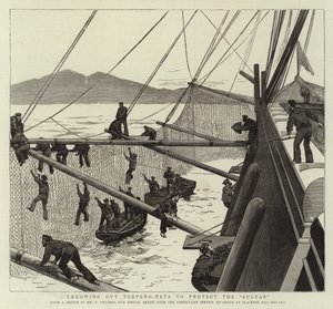 Throwing out Torpedo-Nets to Protect the Sultan by Frederic Villiers